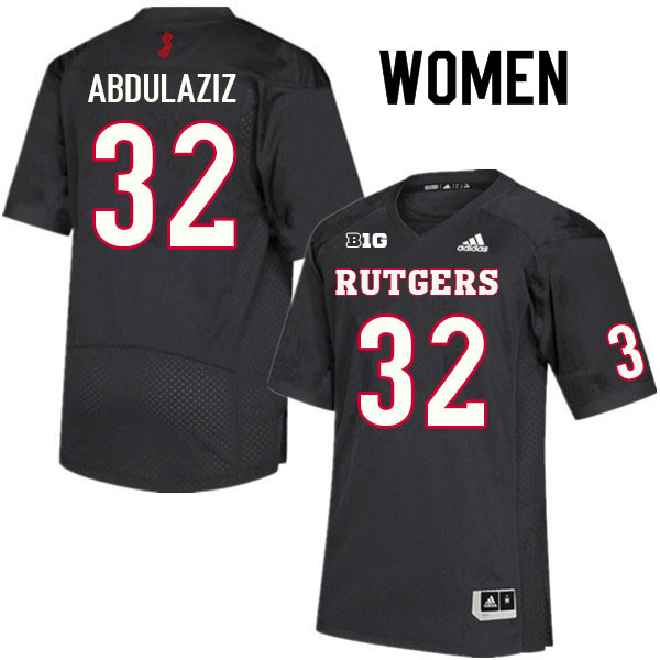 Women #32 Rani Abdulaziz Rutgers Scarlet Knights College Football Jerseys Sale-Black